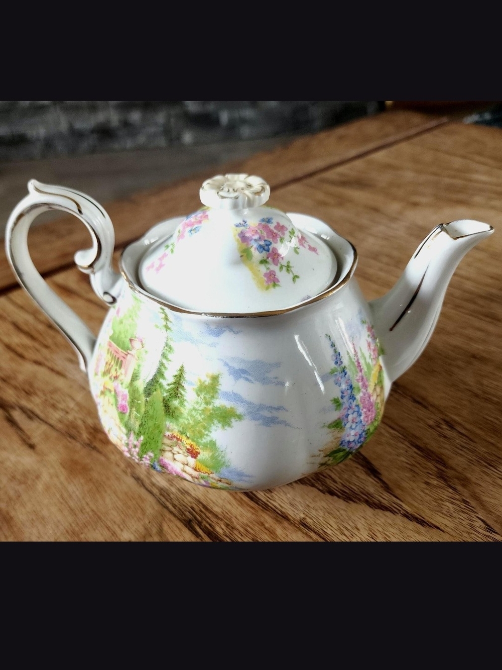 Royal Albert Kentish Rockery Individual Teapot England Bone China Floral Garden